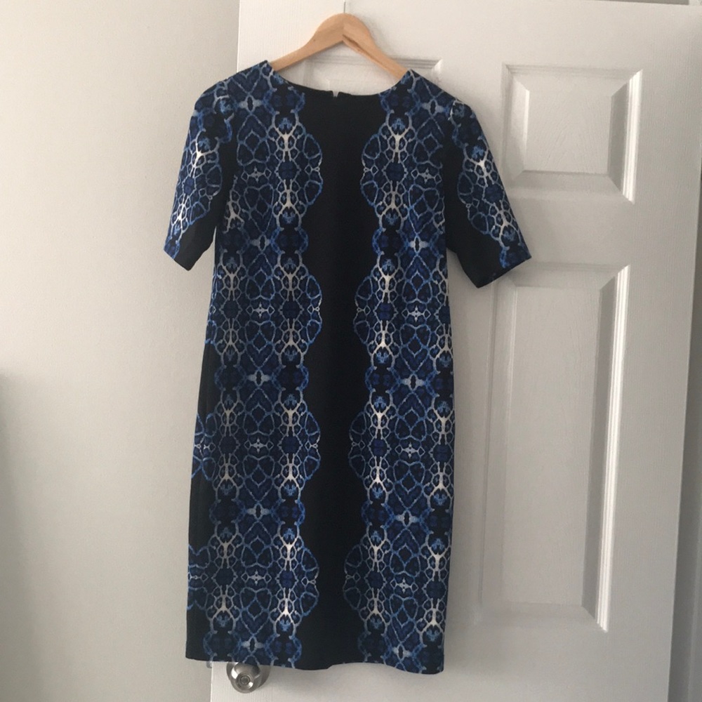 Chico’s size 0 (US size S/4) blue leopard print sheath dress